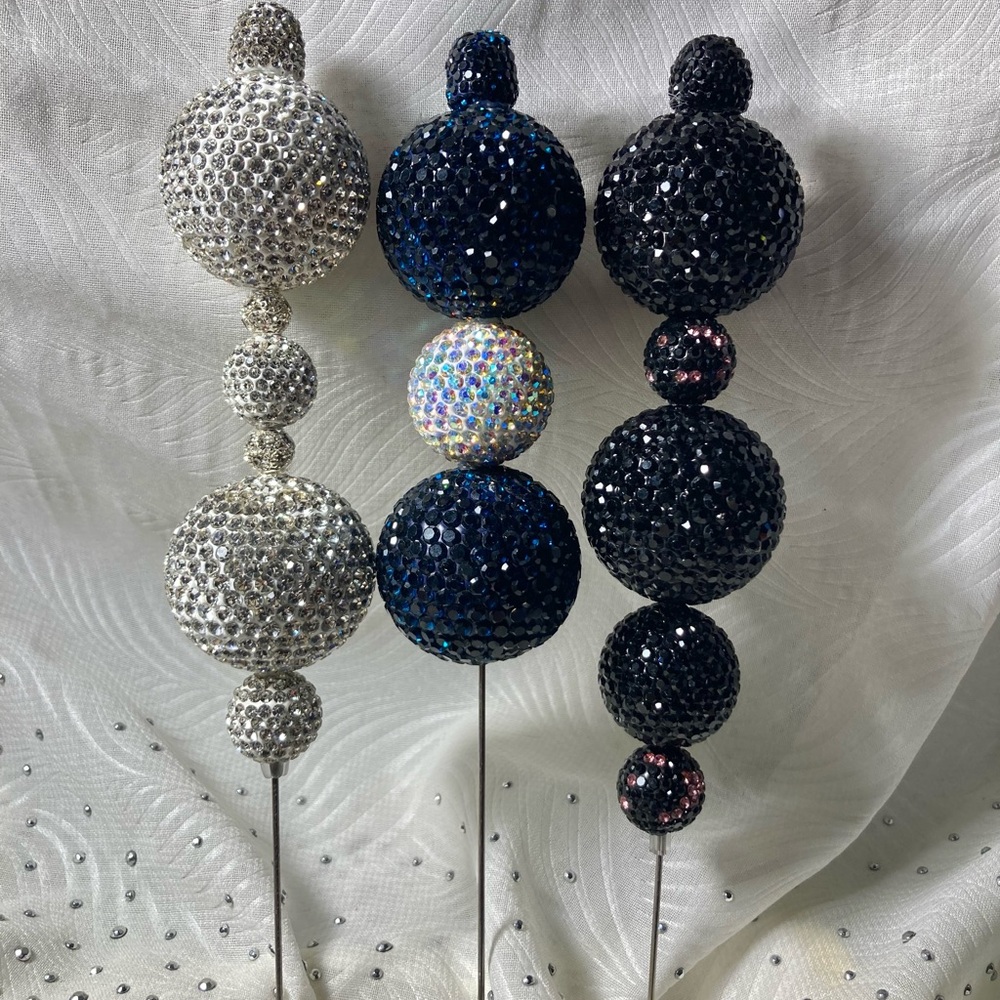 Rhinestone hat pins - Silver, Navy & Black